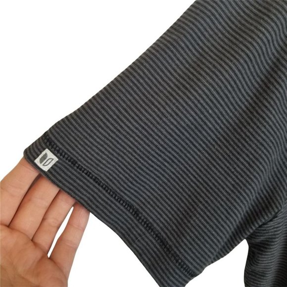 Link Soul Mens M Gray Striped Tempus Fugit Polo Shirt Short Sleeves Collared - Picture 4 of 8